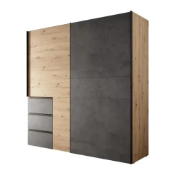 Meubella - Kledingkast Walter - Eiken - Grijs - 200 cm Hot