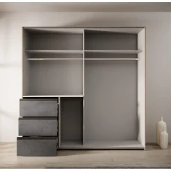 Meubella - Kledingkast Walter - Eiken - Grijs - 200 cm Hot