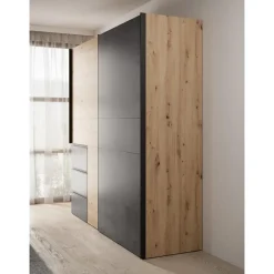 Meubella - Kledingkast Walter - Eiken - Grijs - 200 cm Hot