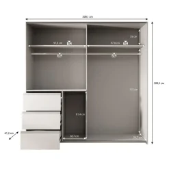 Meubella - Kledingkast Walter - Eiken - Grijs - 200 cm Hot