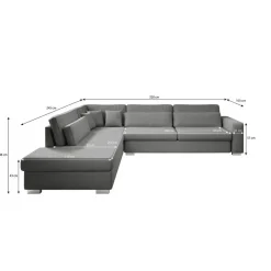 Meubella - Kristina - Hoekbank 5-zits - Zwart velvet - Links Discount