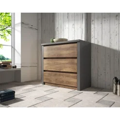 Meubella - Ladekast Monaco - Eiken - Grijs - 90 cm Hot