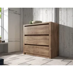 Meubella - Ladekast Monaco - Eiken - 90 cm Clearance