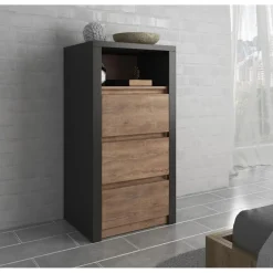 Meubella - Ladekast Monaco - Eiken - Grijs - 50 cm Outlet