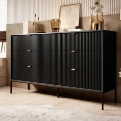 Meubella - Ladekast Navil - Zwart - 154 cm Clearance