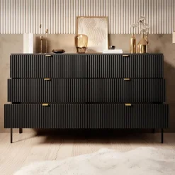 Meubella - Ladekast Navil - Zwart - 154 cm Clearance