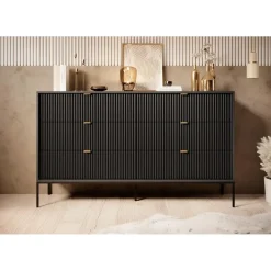 Meubella - Ladekast Navil - Zwart - 154 cm Clearance