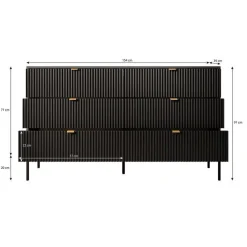 Meubella - Ladekast Navil - Zwart - 154 cm Clearance