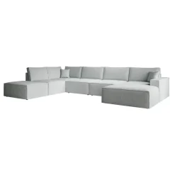 Meubella - Manolo - Hoekbank 5-zits met chaise longue - Stof grijs - Rechts Sale
