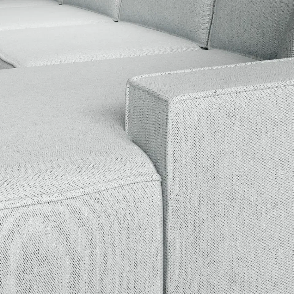 Meubella - Manolo - Hoekbank 5-zits met chaise longue - Stof grijs - Rechts Sale