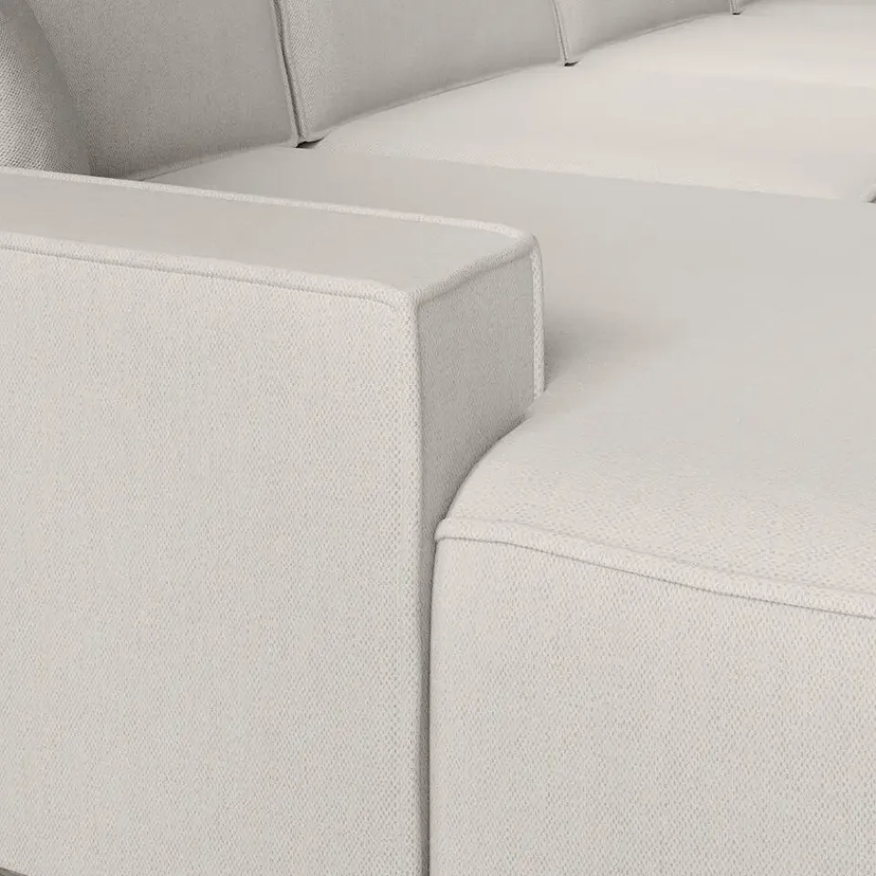 Meubella - Manolo - Hoekbank 5-zits met chaise longue - Stof beige - Links Clearance