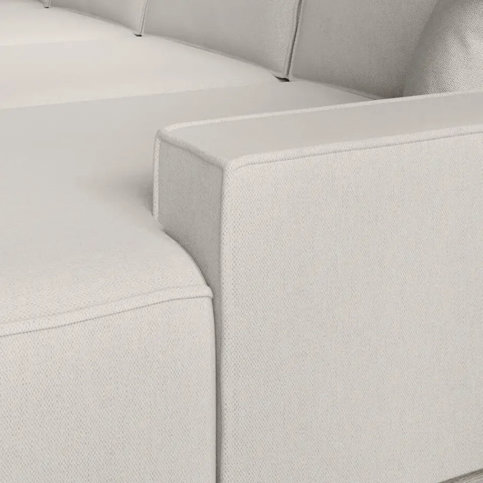 Meubella - Manolo - Hoekbank 5-zits met chaise longue - Stof beige - Rechts New