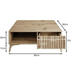 Meubella - Salontafel Evy - Eiken - 80 cm Online