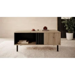 Meubella - Salontafel Marcos - Eiken - Antraciet - 100 cm Best