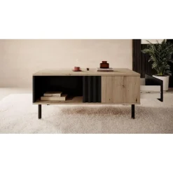 Meubella - Salontafel Marcos - Eiken - Antraciet - 100 cm Best