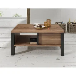 Meubella - Salontafel Olivia - Zwart - Eiken - 90 cm