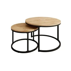Meubella - Salontafel Ovalo - Eiken - set van 2 Clearance
