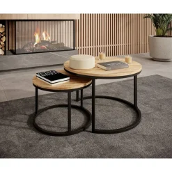 Meubella - Salontafel Ovalo - Eiken - set van 2 Clearance