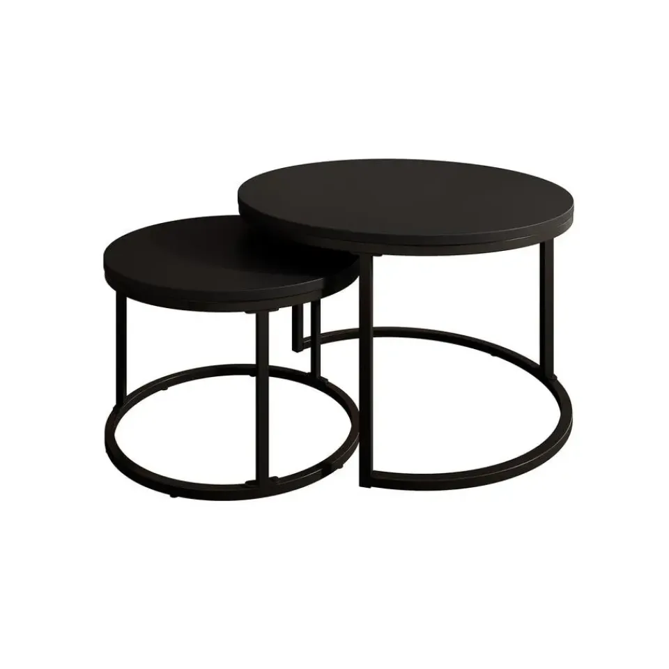 Meubella - Salontafel Ovalo - Mat zwart - set van 2 New