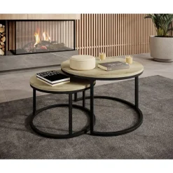 Meubella - Salontafel Rica - Eiken - Set van 2 Outlet