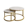 Meubella - Salontafel Rica - Wit marmerlook - Goud - Set van 2 Hot