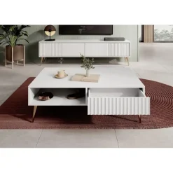 Meubella - Salontafel Winq - Wit - 102 cm New