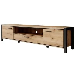 Meubella - TV-Meubel Acapulco - Eiken - Zwart - 210 cm Discount