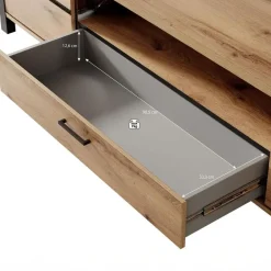 Meubella - TV-Meubel Acapulco - Eiken - Zwart - 210 cm Discount