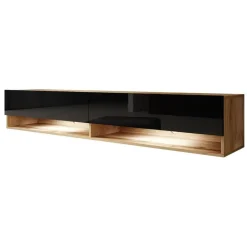 Meubella - TV-Meubel Asino LED - Zwart - Eiken - 180 cm Online