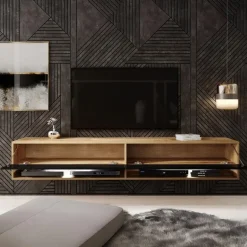 Meubella - TV-Meubel Asino LED - Zwart - Eiken - 180 cm Online