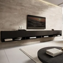 Meubella - TV-Meubel Asino - Zwart Visgraat - 280 cm Clearance