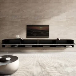 Meubella - TV-Meubel Asino - Zwart Visgraat - 280 cm Clearance