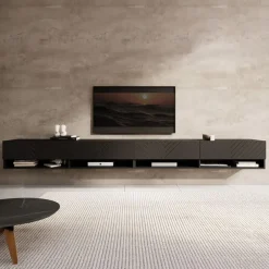 Meubella - TV-Meubel Asino - Zwart Visgraat - 280 cm Clearance