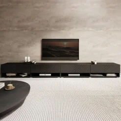 Meubella - TV-Meubel Asino - Zwart Visgraat - 280 cm Clearance