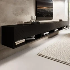 Meubella - TV-Meubel Asino - Zwart Visgraat - 280 cm Clearance