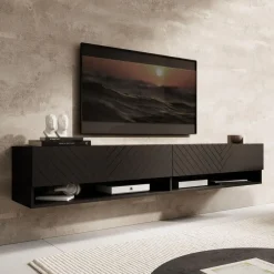 Meubella - TV-Meubel Asino - Zwart Visgraat - 180 cm Clearance