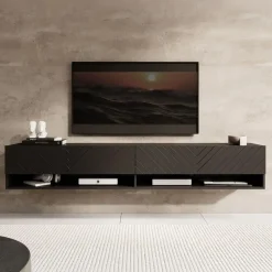 Meubella - TV-Meubel Asino - Zwart Visgraat - 180 cm Clearance