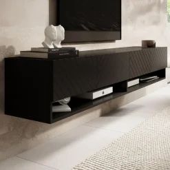 Meubella - TV-Meubel Asino - Zwart Visgraat - 180 cm Clearance