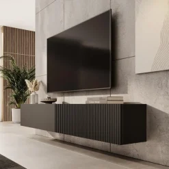 Meubella - TV-Meubel Caius - Zwart - 200 cm Hot