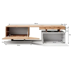 Meubella - TV-Meubel Canberra - Eiken - Antraciet - 160 cm New