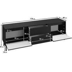 Meubella - TV-Meubel Orvana 2 - Zwart - 174 cm Sale