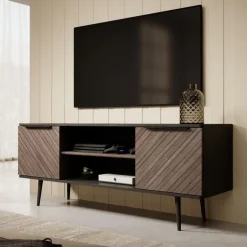 Meubella - TV-Meubel Pedro - Donker eiken - Zwart eiken - 150 cm