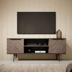 Meubella - TV-Meubel Pedro - Donker eiken - Zwart eiken - 150 cm