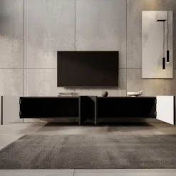 Meubella - TV-Meubel Pepinos - Mat zwart - 200 cm Best