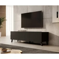 Meubella - TV-Meubel Pepinos 2 - Mat zwart - 150 cm Outlet