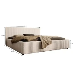 Meubella - Tweepersoonsbed Infinity - Beige - Fluffy ribstof - 180x200 cm Discount