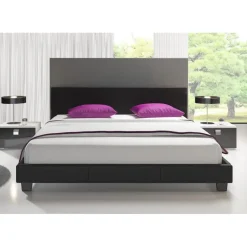 Meubella - Tweepersoonsbed George - Zwart - 140x200 cm Outlet