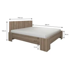 Meubella - Tweepersoonsbed Monaco - Eiken - 160x200 cm Online