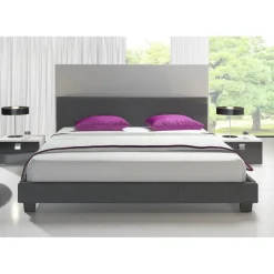 Meubella - Tweepersoonsbed George - Grijs - Stof - 140x200 cm Hot