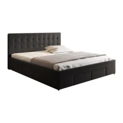 Meubella - Tweepersoonsbed Milo - Zwart - 160x200 cm New